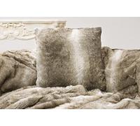 Wohnen & Accessoires XXL Couverture en Fourrure, Fausse Fourrure d’Ours Gris-Beige 150x200cm - 260x300cm et Oreiller (Oreiller 45x45cm)
