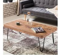 FineBuy Table Basse 115x60x40 cm Bois Massif Acacia, Pieds Épingle
