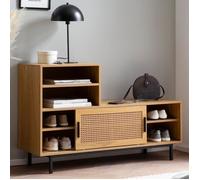 WOHNLING Banc de Rangement à Chaussure Entrée 120 cm Étagère a Chaussures Chêne
