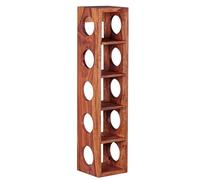 WOHNLING Casier à Vin Mumbai 15x15x70 cm Bois Massif Sheesham, 5 Bouteilles | casier à bouteilles à fixation murale avec étagère, porte-bouteilles massif avec veinure, pièce unique, porte-bouteilles bois
