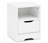 WOHNLING Chevet 31x31x43 cm Blanc Mat, Tiroir Compartiment | commode de chevet avec rangement, table de chevet sobre intemporel, table de nuit petite pour chambre et chambre d'ado