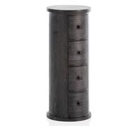 WOHNLING Commode 34x34x85 cm Bois Massif Manguier Noire avec 4 Tiroirs