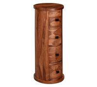 WOHNLING Commode 35x35x85 cm Bois Massif Sheesham avec 4 Tiroirs, Étroit | meuble d'appoint industriel, petit meuble massif pour entrée et salle de bain, pièce unique faite main, buffet mini