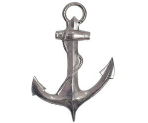 WOHNLING Déco Ancre 47x4x70 cm Aluminium Argentée XXL, Maritime | décoration murale avec détails de cordage, figure en métal grand, décoration murale fait main, chaque pièce est unique