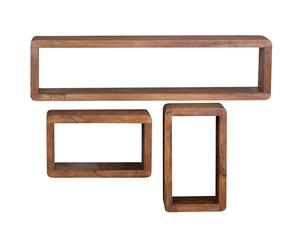 WOHNLING Ensemble de 3 étagères murales en Bois de Palissandre Massif étagères Style campagnard Hängeregal Bois véritable Wandboard Produit Naturel