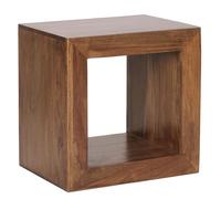 WOHNLING Étagère Cube 44x33x44 cm Bois Massif Sheesham | étagère cube au style campagne, étagère d'appoint massive avec veinure, pièce unique faite main, étagère en bois pour salon