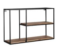 WOHNLING Étagère Mur. 60x18x40 cm Manguier Massif Métal, Étagère Suspendue | étagère flottante industriel, étagère murale massive pour livres et déco, fait main, chaque étagère est unique