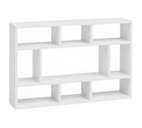 WOHNLING Étagère Mur. 75x16x51 cm Blanche, Étagère Suspendue 9 Casiers | étagère murale flottant avec épuré structures, étagère flottante pour livres et déco, étagère en bois polyvalent utilisable
