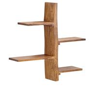 WOHNLING Étagère Murale 58x60x15 cm Bois Massif Sheesham Étagère Suspendue Rustique | Etagère en Bois en Forme d'arbre véritable pour Le Mur - Capacité de Charge maximale 10 kg