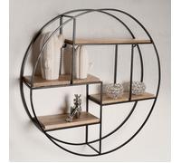 WOHNLING Étagère Murale Bois Massif 70x70x18 cm Étagère Suspendue Flottante Ronde