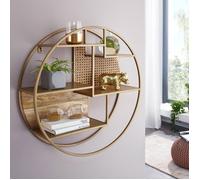 WOHNLING étagère murale bois métal 62x62x17 cm étagère suspendue étagère ronde industrielle