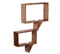 WOHNLING Étagère Murale Lot de 2 Mumbai 50x13x49 cm Bois Massif Sheesham | étagères suspendues au style campagne avec veinure, étagères murales naturel massif, fait main, chaque lot est unique