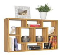 WOHNLING Étagère Murale Paola 85x16x47,5 cm MDF Hêtre, Étagère Suspendue | étagère murale flottant avec différent grande compartiments, étagère flottante ouverte, étagère pour livres et déco