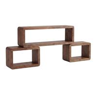 WOHNLING Étagère sur Pied Lot de 3 en Bois Massif de Sesham Marron rectangulaire - Étagère décorative Design 3 pièces - Étagère en Bois Cube - Étagère Cube en Bois véritable Faite à la Main