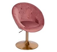 WOHNLING Fauteuil Lounge Velours Rose Doré, Chaise Pivotante Chesterfield | fauteuil club rembourré avec dossier et fonction pivotante, fauteuil cocktail pour salon et lounge, chaise rembourrée