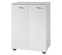 WOHNLING Meuble Chaussures Nimes 60x35x90 cm Blanc | étagère à chaussures gain de place 2 portes, commode à chaussures pieds stable