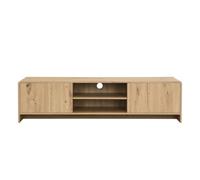 WOHNLING Meuble TV 155x40x40 cm Décor Chêne avec 2 Portes et Étagère
