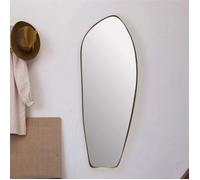 WOHNLING Miroir Murale Métal 33x90 cm Miroir Mur Couloir Grand Doré Asymétrique