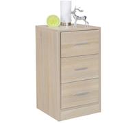 Wohnling Olava Table de Chevet Moderne en Bois avec 3 tiroirs Sonoma 37,5 x 68 x 35 cm