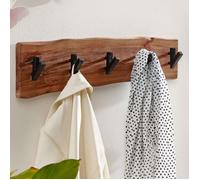WOHNLING porte-manteau mural bois métal 60 cm porte-manteau hall crochet rail bois massif