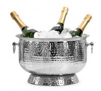 WOHNLING : Refroidisseur à champagne "Hammerschlag", avec coupe à champagne et refroidisseur de bouteilles de 37 cm, pour jusqu'à 6 bouteilles de champagne, de vin, de prosecco ou de bière - Argent