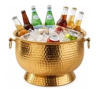 WOHNLING – Réfrigérateur à boissons, modèle "Hammerschlag", grande taille (XXL) de 37 cm, idéal pour les bouteilles et les canettes de boissons, de vins, de champagnes, de bières. Seau à glace doré, f