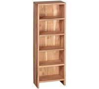 WOHNLING Range-CD Mumbai 30x17x90 cm Bois Massif Acacia, 5 Compartiments | étagère étroite pour collection musicale, bibliothèque naturel au style campagne, pièce unique, étagère en Bois Massif
