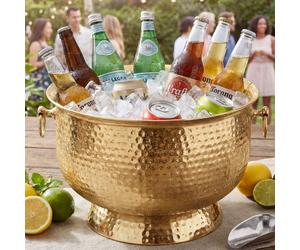 WOHNLING – Réfrigérateur à boissons, modèle "Hammerschlag", grande taille (XXL) de 37 cm, idéal pour les bouteilles et les canettes de boissons, de vins, de champagnes, de bières. Seau à glace doré, f