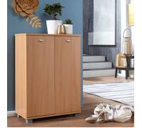 WOHNLING Shoe Penderie Commode 2 portes 60x90x35cm Buffet Buffet Beech Nouveau