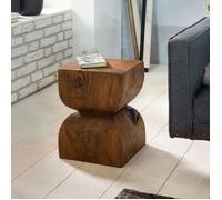WOHNLING Side Solid-Bois Sheesham 30 x 30 cm design table de salon table basse de style campagnard brun foncé