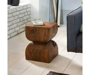 WOHNLING Side Solid-Bois Sheesham 30 x 30 cm design table de salon table basse de style campagnard brun foncé