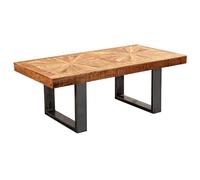 WOHNLING Table Basse Moderne en Bois Massif de manguier 105x40x55 cm, Table de Salon au Design Industriel, Table de canapé en Bois et métal, Table de Salon Rustique