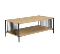 WOHNLING Table Basse 110x60cm Aspect Chêne Noir Rectangulaire - Table de Salon Design Métal - Table de séjour Rangement - Table Lounge Espace de Rangement - Table d'appoint Table à café