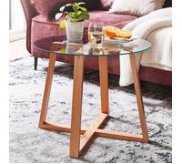 WOHNLING table basse 58x58x47 cm table de salon bois table basse en verre table ronde