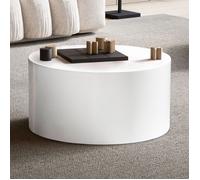 WOHNLING Table Basse 60 cm Blanc Petite Table de Salon Ronde Moderne Brilliant