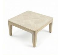 WOHNLING Table Basse 60cm Bois Massif Mangue Blanc délavé - Table de Salon Carrée - Table de canapé Bois Moderne - Table de Salon Design Table d'appoint Faite à la Main