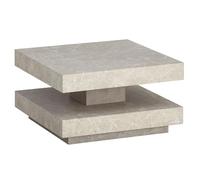 WOHNLING Table Basse 60x60x34 cm Sable Effet Pierre avec Rangement | table de salon carrée avec étagère, table lounge beige, bout de canapé avec place pour télécommande et déco