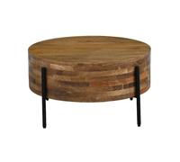 WOHNLING Table Basse 70 x 70 x 36 cm Mangue Bois Massif Métal Marron Fait m