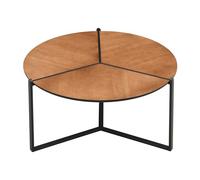 WOHNLING Table Basse 80cm MDF Aspect Bois - Table de Salon Ronde métal - Table de canapé Design - Table Lounge Moderne - Table d'appoint trépied Salon