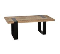 WOHNLING Table basse manguier massif 100x50x38 cm piètement noir fait main | Table basse rectangulaire style industriel, table de salon en bois naturel avec piètement fer - jusqu'à 50 kg