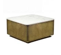 WOHNLING Table Basse métal avec Plateau en marbre Blanc 60cm carré - Table de Salon Moderne - Table de canapé Design - Table de Salon Cube - Table d'appoint élégante Faite à la Main