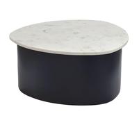 WOHNLING Table Basse Noire 63cm avec Plateau en marbre Blanc - Table de Salon en Aluminium Forme Organique - Table de canapé en Aluminium Moderne - Table d'appoint Design en métal Faite à la Main