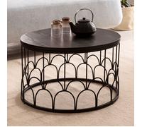 WOHNLING Table Basse Ronde Bois Massif 60x60x36 cm Petite Table de Salon Moderne