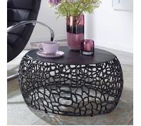 WOHNLING Table Basse Ronde Métal 66x66x30 cm Petite Table de Salon Moderne Noir