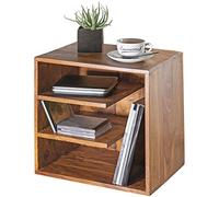 WOHNLING Table d'appoint 43x43x30 cm Bois Massif Sheesham, 3 Étagères