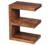 WOHNLING Table en Bois Massif Sheesham E Cube 60cm de Haut Salon Table Design Table Basse de Style campagnard Brun
