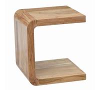WOHNLING Table d'appoint en C en Bois d'acacia Massif 45cm Table de Chevet Moderne - Table Basse Design Massive - Petite Table d'appoint en Bois - Table de Salon Table à café Faite Main