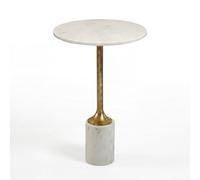 WOHNLING Table d'appoint en métal avec Plateau en marbre Blanc 37cm Rond - Table d'appoint Moderne - Table Basse Design - Table de Salon - Table de Salon élégante Faite à la Main