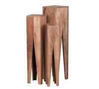 Ensemble de 3 tables de chevet en bois massif Acacia WOHNLING - Style campagnard - Marron