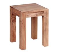 WOHNLING Table d'Appoint Mumbai 35x35x45 cm Bois Massif Acacia Marron Foncé | table de salon au style campagne, table d'appoint massive avec veinure, pièce unique faite main, table en bois petite